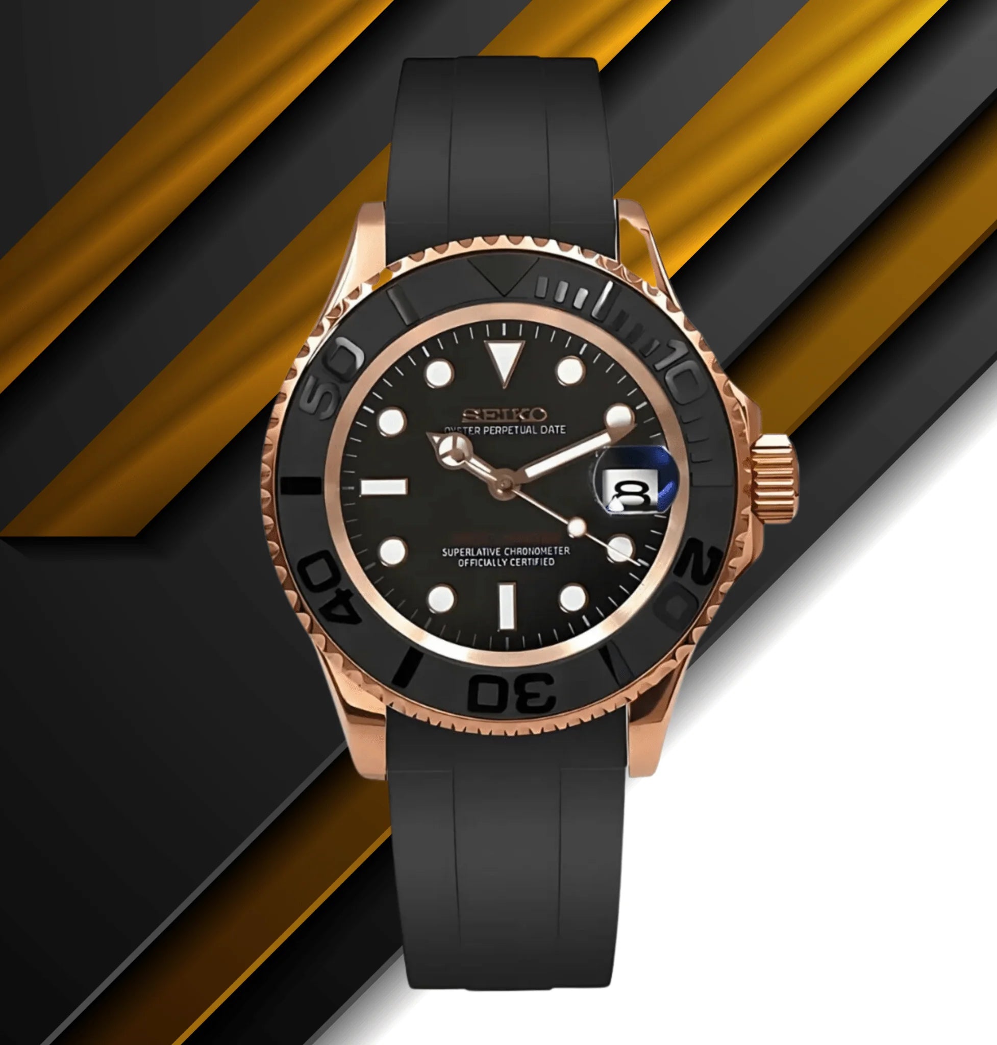 Seiko Mod Yacht Master Rose Gold.