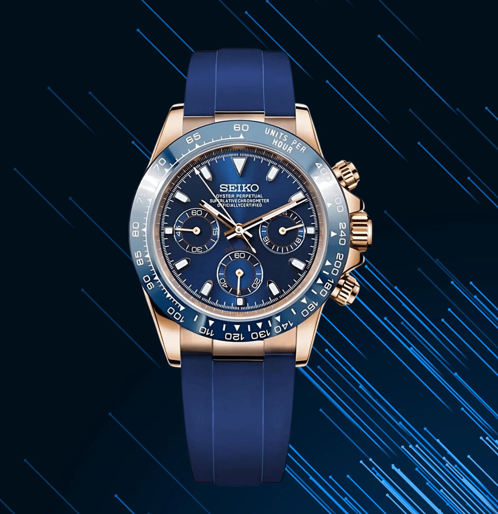 SEIKO MOD Daytona Rose Gold “Blue”- Oysterflex