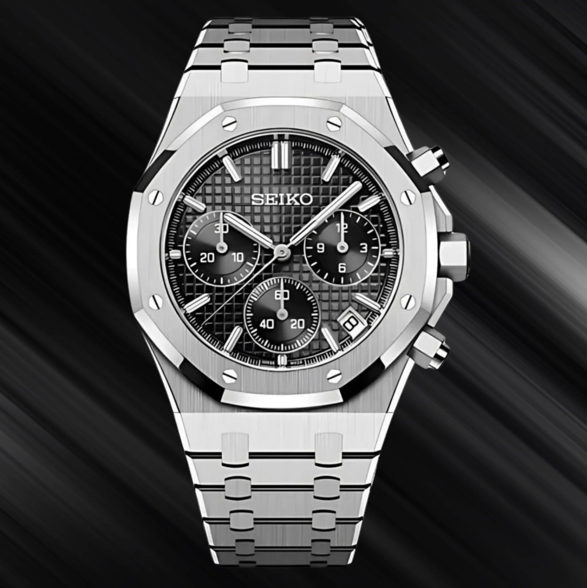 SEIKO MOD ROYAL OAK Chronograph black Dial
