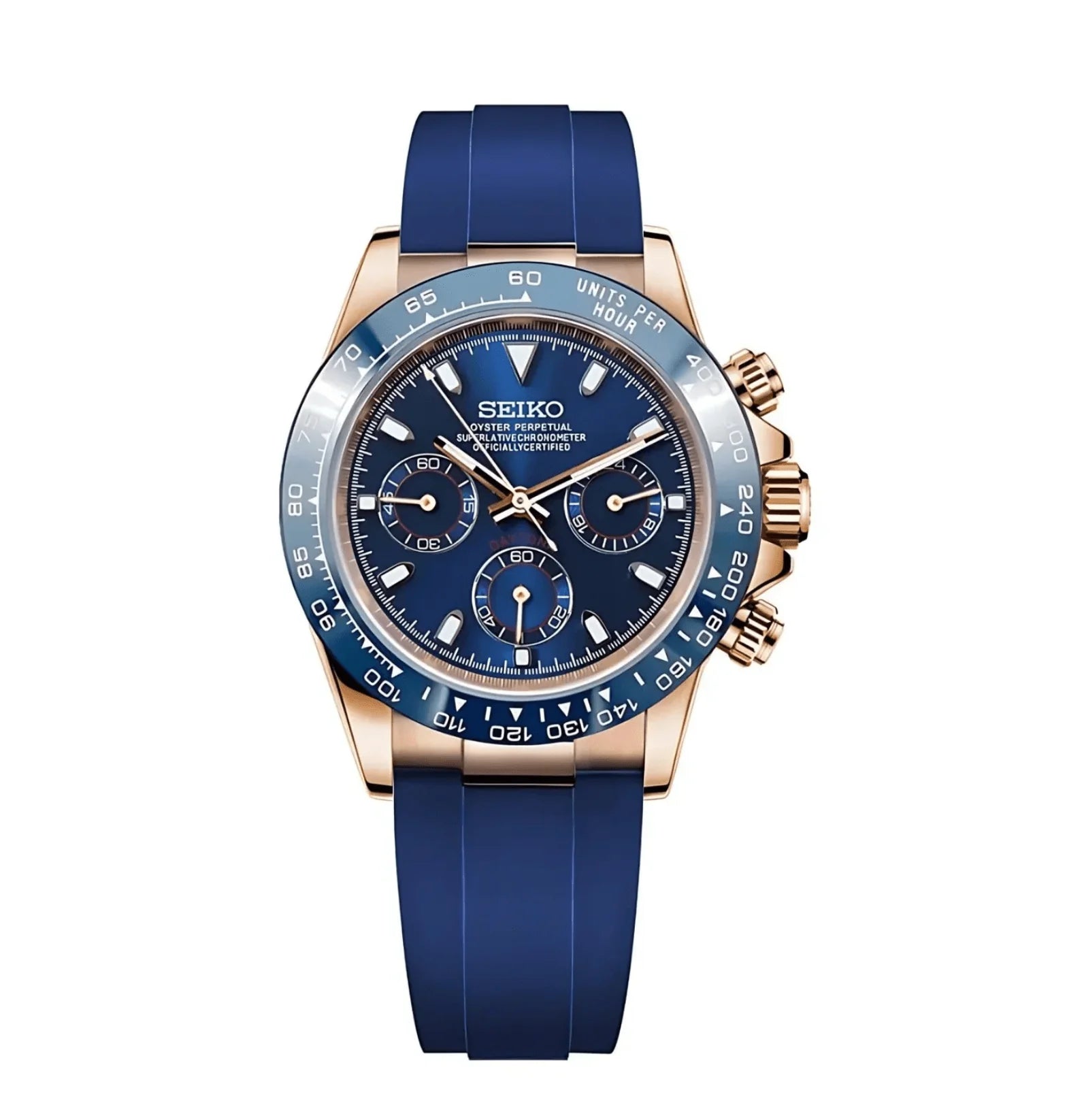 SEIKO MOD Daytona Rose Gold “Blue”- Oysterflex