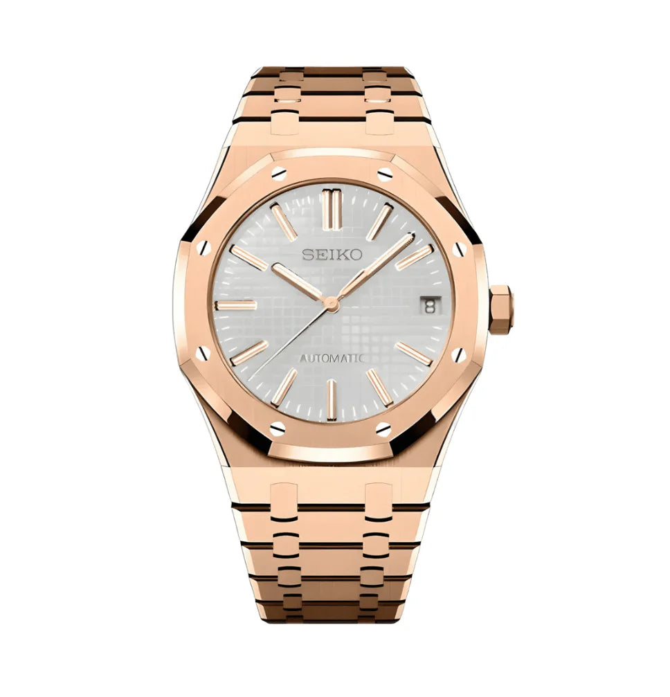 Seiko Mod Royal Oak Rose Gold - White