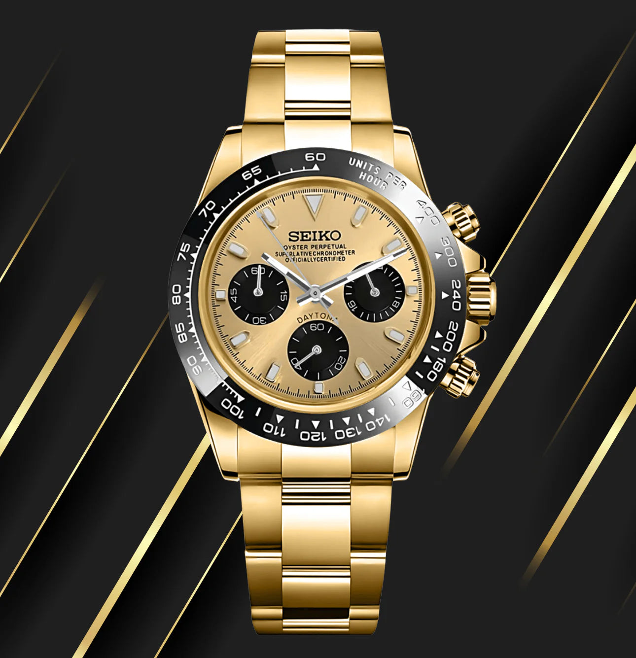 SEIKO MOD DAYTONA “Gold and black”