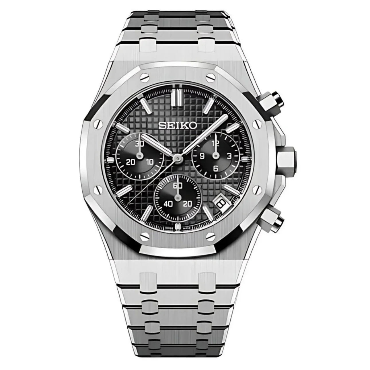 SEIKO MOD ROYAL OAK Chronograph black Dial