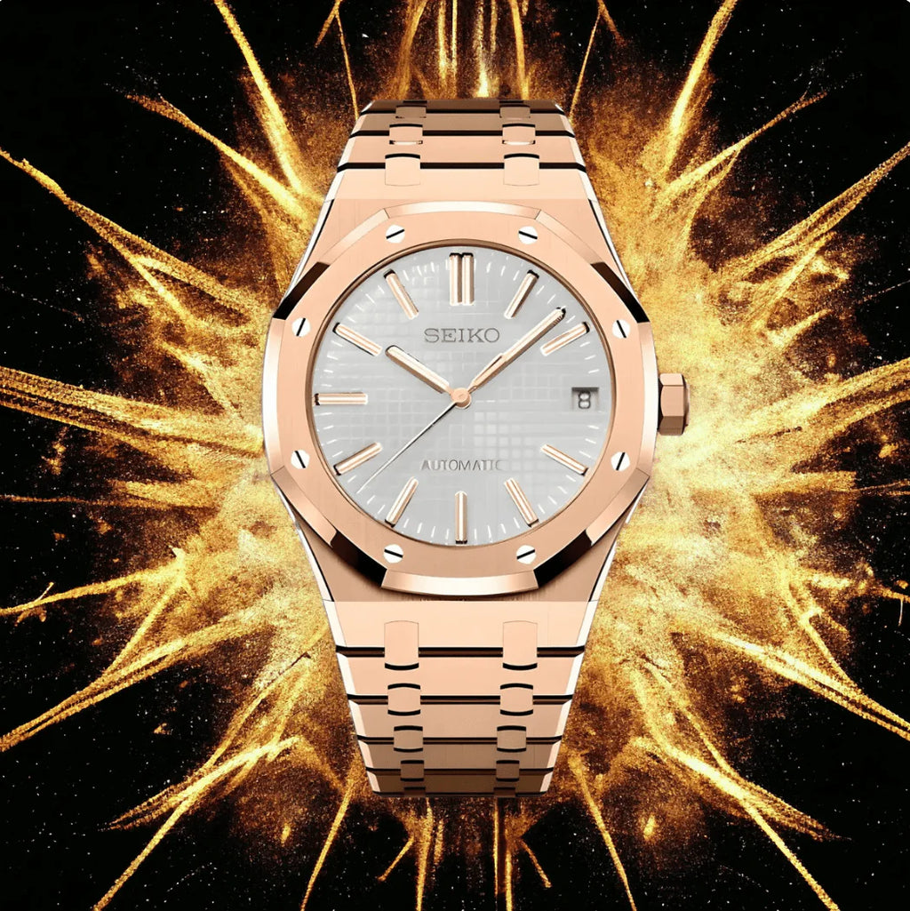 Seiko Mod Royal Oak Rose Gold - White