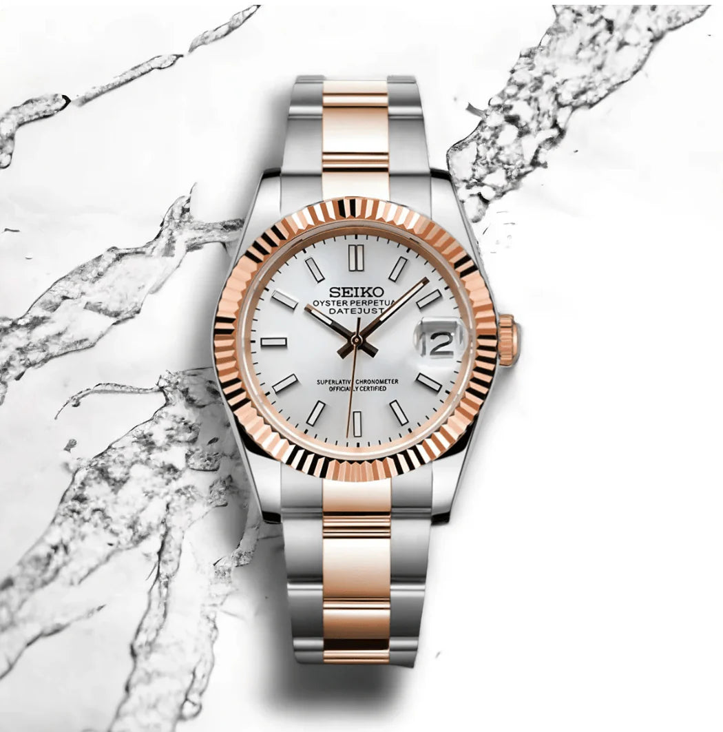 Seiko Mod Datejust Twotone White